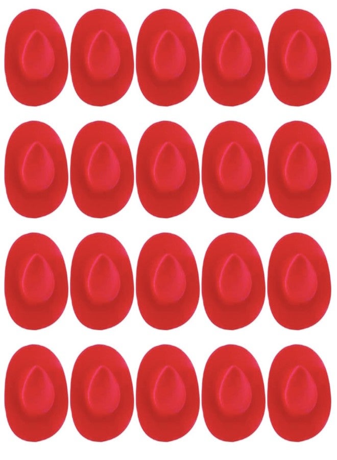 Phinicco Red Mini Western Cowboy Hat Cowgirl Hat for Crafts 20 pcs Miniature Cute Doll Hat Cowgirl Hat for Dollhouse, Party, Drinks, Cakes Decor - Image 1